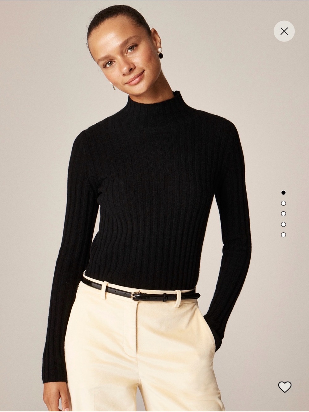 NWT J. Crew Black Wide-Rib 100% Cashmere Turtleneck Sweater